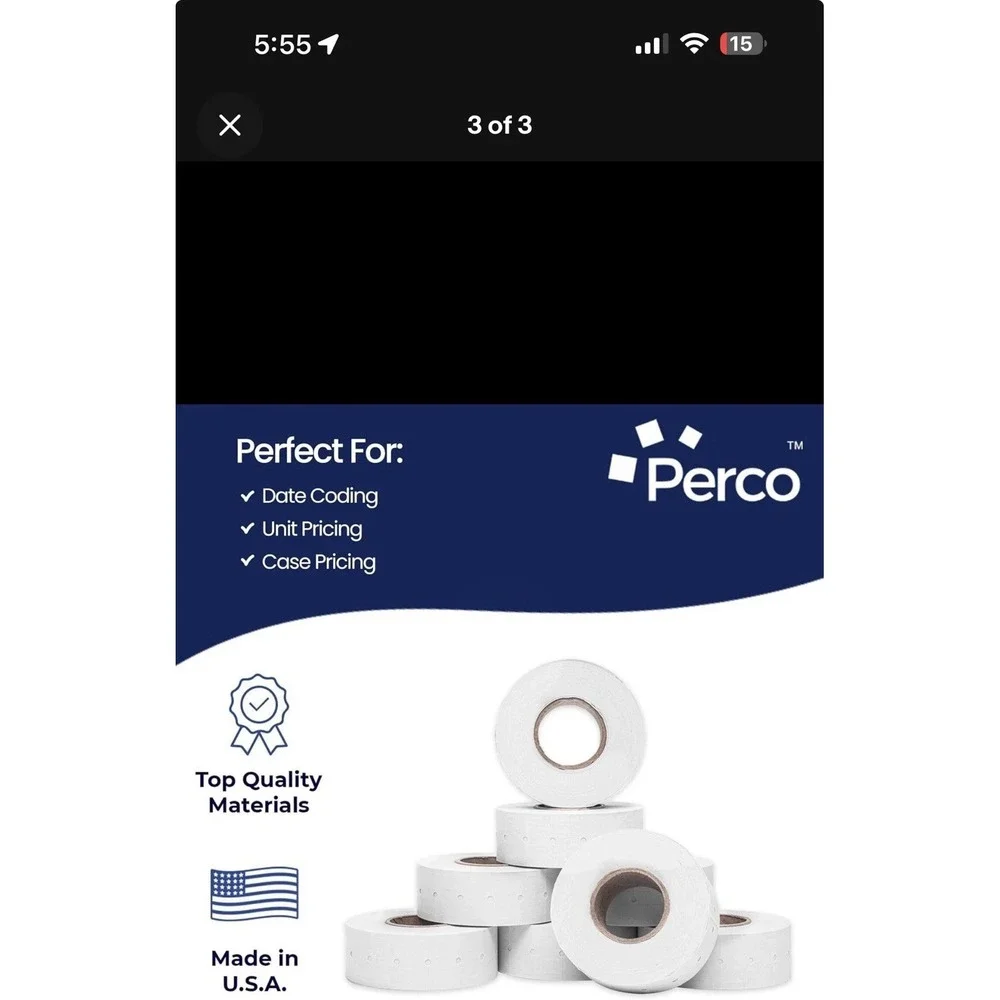 Perco 1 Line White Labels - 10 Sleeves, 8,000 Blank Price Each - 80,000 Total